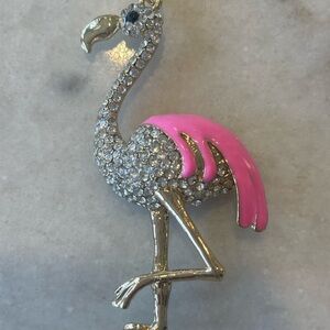PINK FLAMINGO ENCRUSTED CRYSTAL KEY CHSIN AND BAG CHARM! New